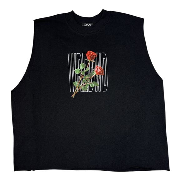 Boohoo Man Size Large Oversized Boxy Rose Distressed Tank Top - Picture 1 of 4